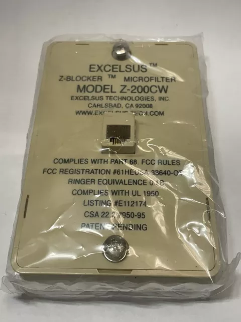 Excelsus Technologies Z-Blocker Microfilter Model Z-200CW DSL Filter New Sealed