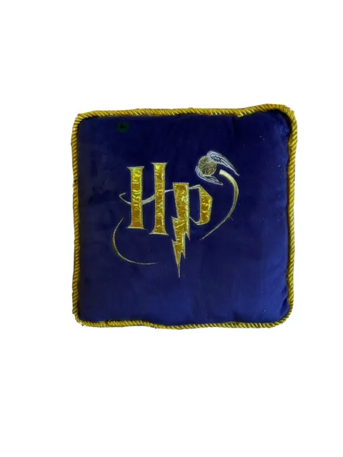 Harry Potter Gold Snitch Square Purple Pillow Braid Edging 14x14 Inch