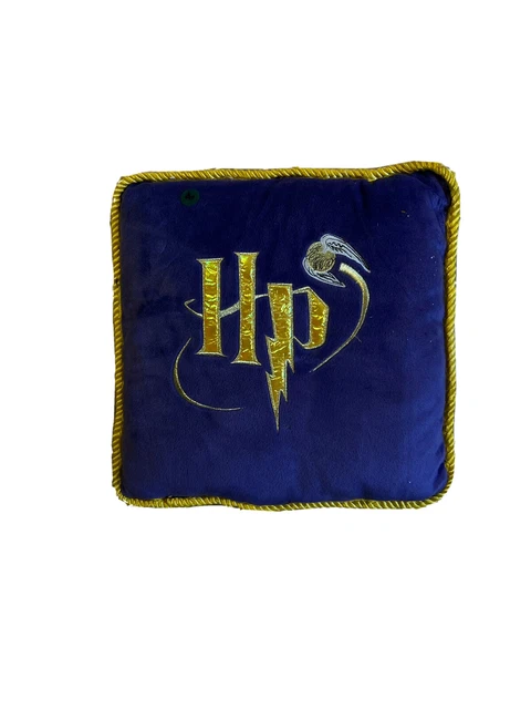 Harry Potter Gold Snitch Square Purple Pillow Braid Edging 14x14 Inch
