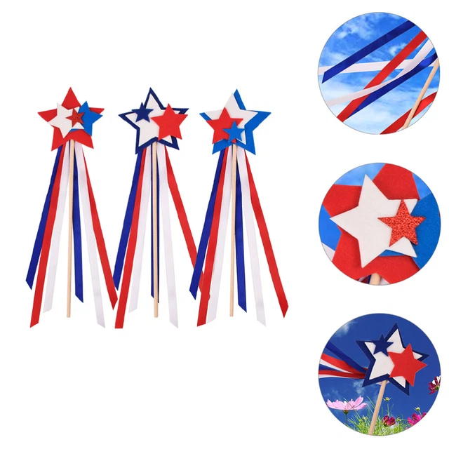3 piezas Independence Day Fairy Pared Varita Mágica Juguete Portátil Patriótico