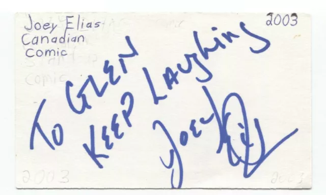 Joey Elias Signed 3x5 Index Card Autographed Signature Comedian Actor