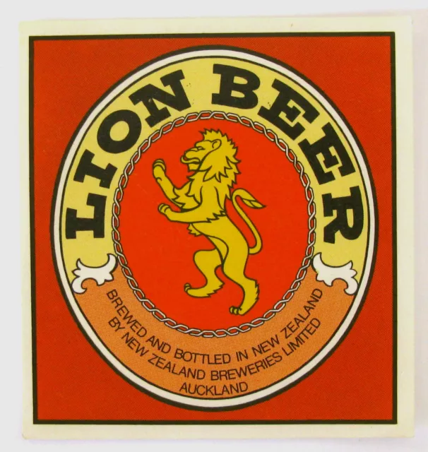 New Zealand Breweries LION BEER beer label Auckland NEW ZEALAND Lion facing left