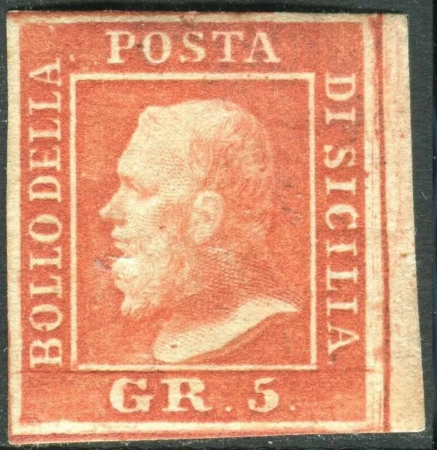 1859 Alte USA Italienisch Sizilien 5 Korn Vermilion Sächsischer 11 MH Bdf 528