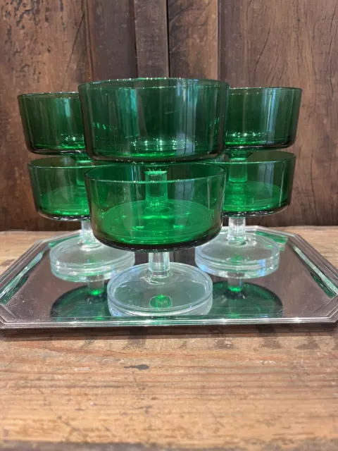 LUMINARC Glas Gläser Sektschalen grün Vintage 60er 70er Frankreich