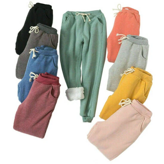 Womens Warm Sweat Pants Sherpa Lined Fleece Lining Joggers Jogging Trousers