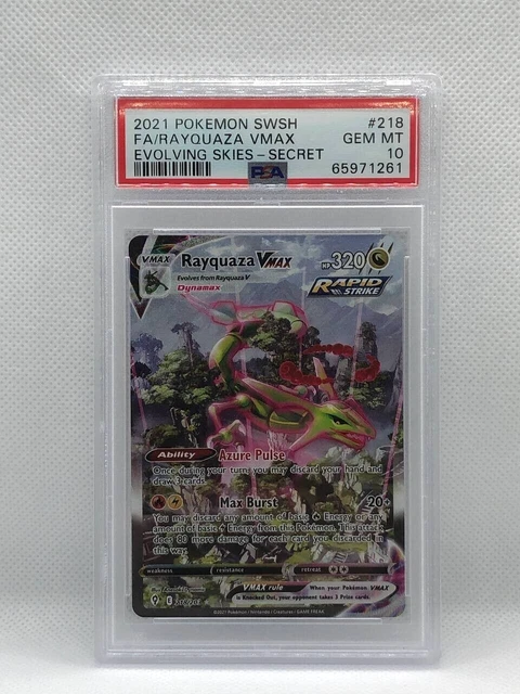 Swsh Rails POKEMON RAYQUAZA VMAX Evolving Skies Secret Rare SWSH #218 Gem Mint PSA ...