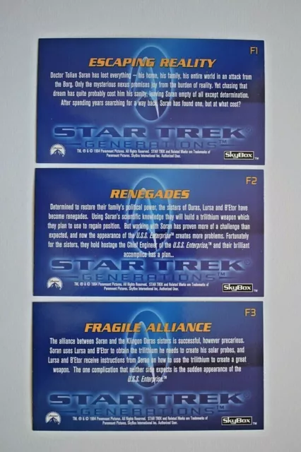 1994 Skybox Star Trek Generations Movie Complete 3 Card Foil Chase Set F1-F3 2