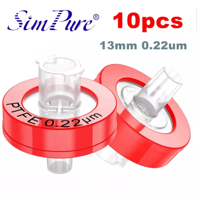 10pcs PTFE Membrane Syringe Filters Hydrophilic 0.22μm 13mm Non Sterile HPLC LAB