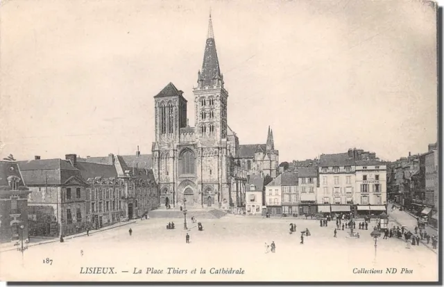 CPA 14 - Lisieux - La Place Thiers and The Cathedral