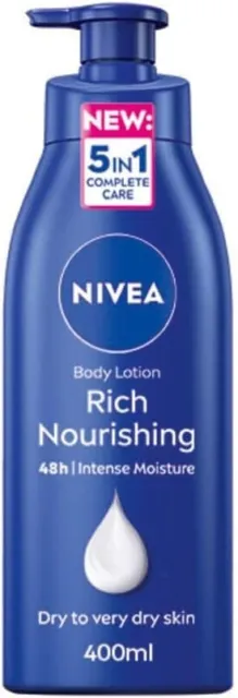 NIVEA Rich Pflegende Körperlotion Feuchtigkeitscreme trockene Haut Hände Gesicht Körper 400ml