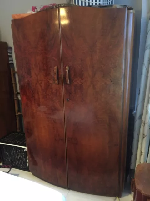 Double Wardrobe - Walnut Wood Art Deco
