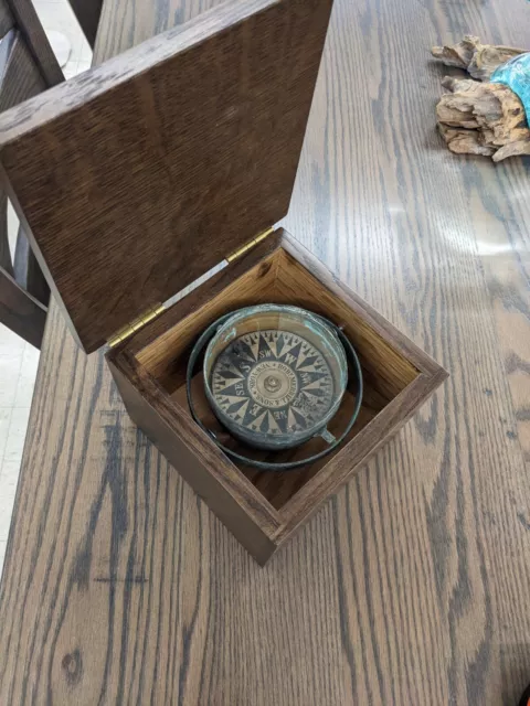 Late 19th Early 20th Century Rob Merrill & Sons Antique Marine Dry Compass