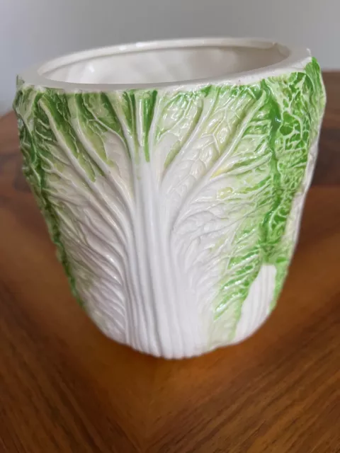 Vintage Ceramic Lettuce Leaf storage jar Cabbage Candy Dish Made in Japan