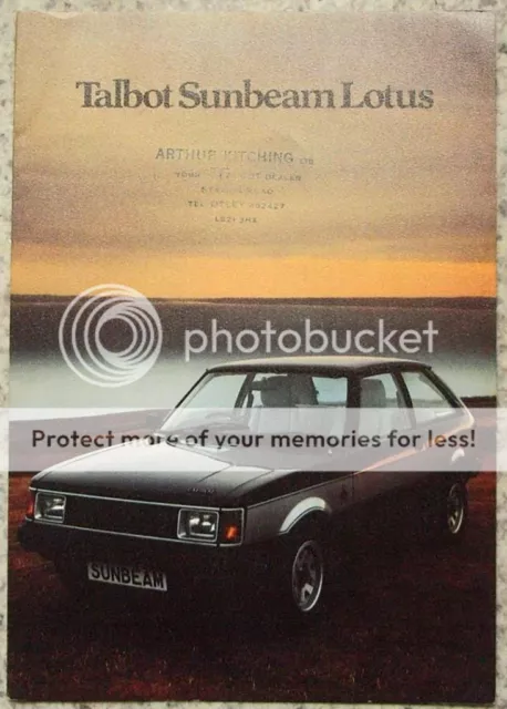 TALBOT SUNBEAM LOTUS Car Sales Brochure 1979 #C9579 TALBOT SUNBEAM LOTUS Car Sales Brochure 1979 #C9579