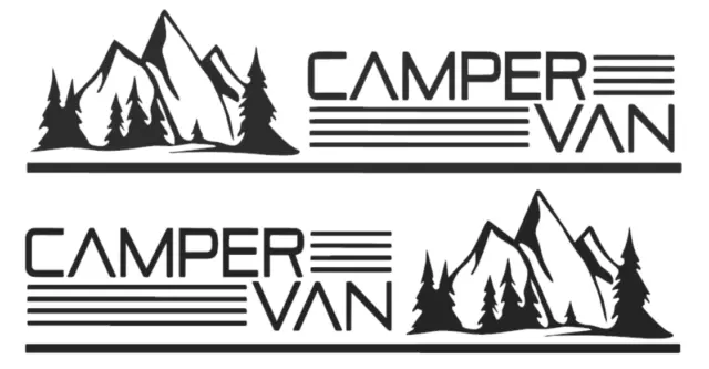 2X Motorhome Camper Van Caravan / Stickers / Decal / Graphic / Compass Mountains