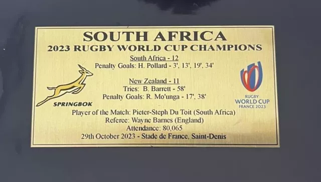 South Africa 2023 Rugby World Cup Champions Sublimation Plaque
