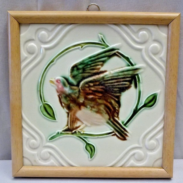 Bordure De Tuile Art Nouveau Majolique Japonaise - Céramique, Motif Floral Rose, Antique