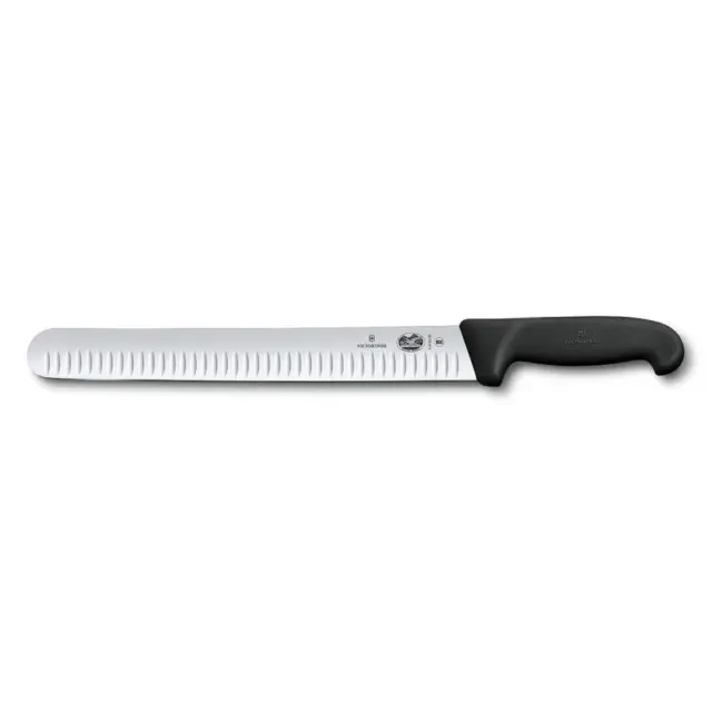 Victorinox Fibrox Fluted Slicing Knife 30cm | Flexible Round Tip Blade