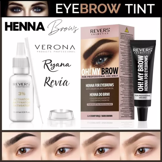 Eyebrow HENNA Eyelash TINT Lasting Brow Dye Paint Full Kit Cream Brown Black UK
