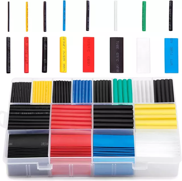 580 Pcs 2:1 Heat Shrink Tube 6 Colors 11 Sizes Tubing Set Combo Assorted Sleevin