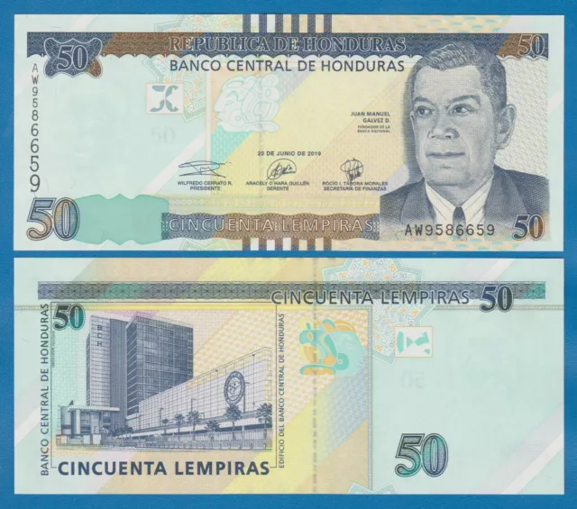 Honduras 50 Lempiras P New Date 2019 New Signature UNC