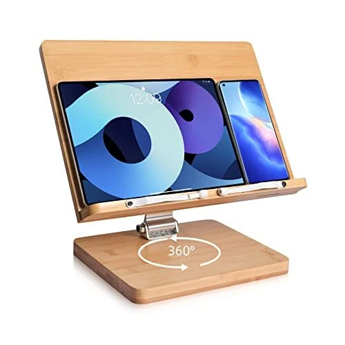 Book Stand for Reading,  Height Adjustable Holder with 360° Large With 360 Base