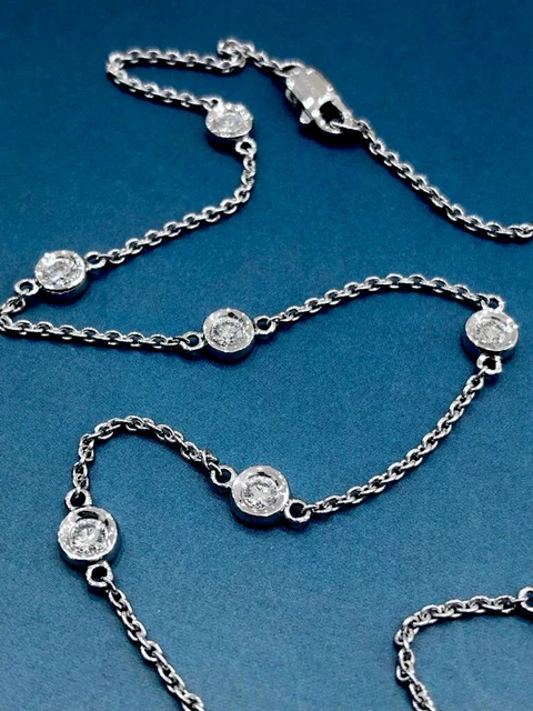18ct White Gold solitaire Diamond Necklace 1ct 18” Station By The Yard one carat 18ct White Gold solitaire Diamond Necklace 1ct 18” Station By The Yard one carat