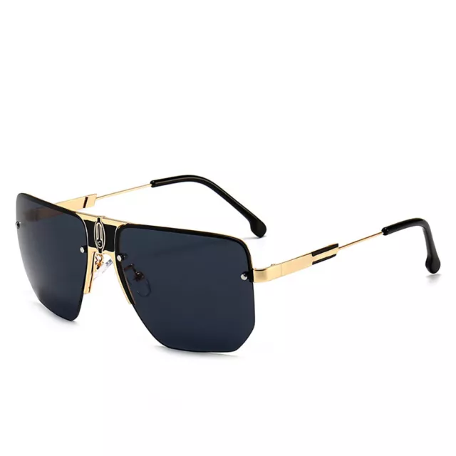 Designer Oversized Square Pilot Sunglasses Mens Women Metal Bar Fashion Shades