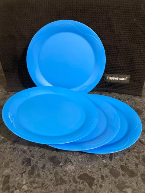 TUPPERWARE Blue Open House Large Dinner Plate SET OF 4  VGC