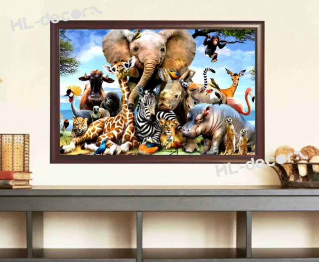 UNFRAMED Jungle Animals Elephant Canvas Prints Poster Wall Art Home Decor Kids