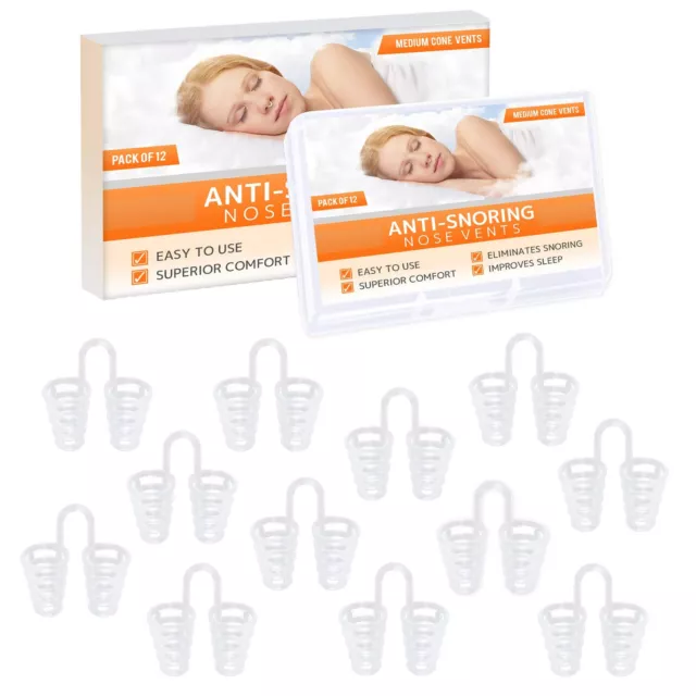 Nose Vent Sinus Relief Dilator (Pack of 12 Medium Size) Hard Silicone Vents - ..