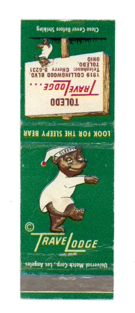 Travelodge Toledo Ohio Matchbox Label Anni '50 America