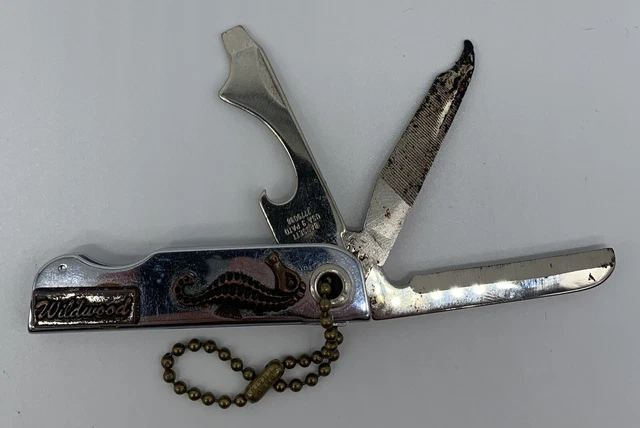 Vintage Bassett Multi Blade Knife with Seahorse Wildwood New Jersey Souvenir
