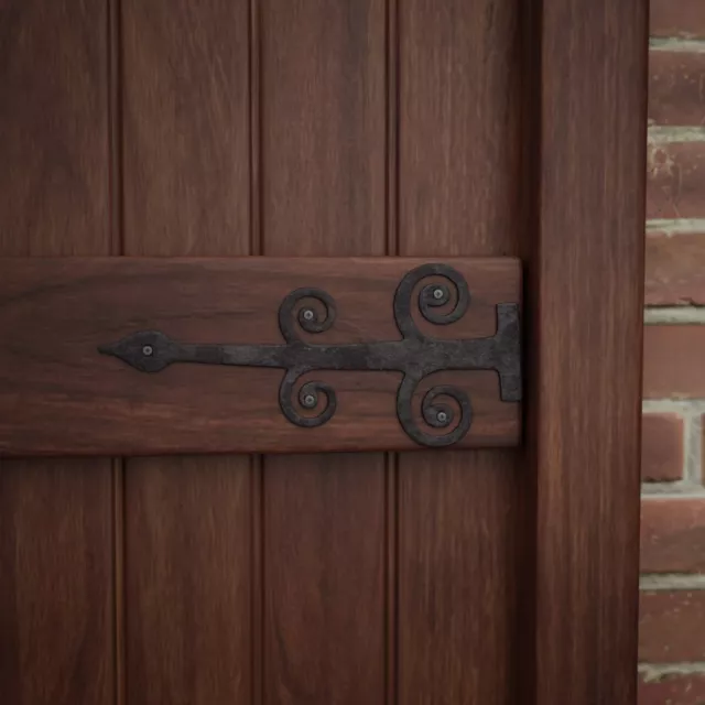 Black Wrought Iron Door Decorative Hinge 16" Spade Style Rust Resistant 4 Pieces