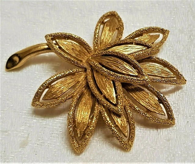 Broche Vintage Chat Avec Cloche Signée Avon - Cristal Bleu, Métal Doré Texturé - Occasion
