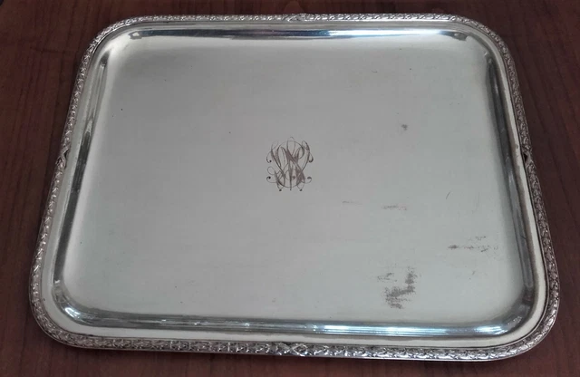 Plateau rectangulaire en métal argenté - 20 x 16 cm Malmaison - Christofle