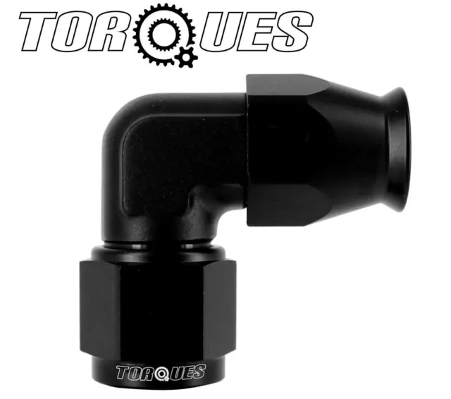 AN-8 (AN8) 90 Degree Forged Teflon Stealth Black Hose Fitting - Non swivel