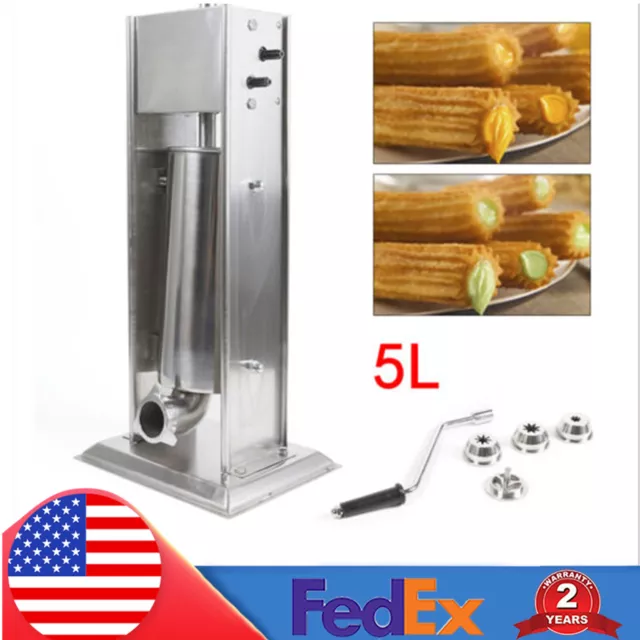 5L Stainless Steel Commercial Churro Machine Manual Churro Maker 4 Nozzles