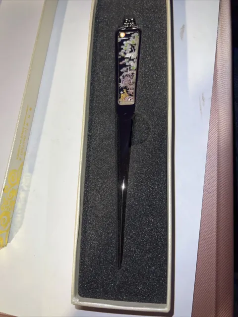 Decorative Envelope Paper Letter Opener with Mother of Pearl Longevity Design