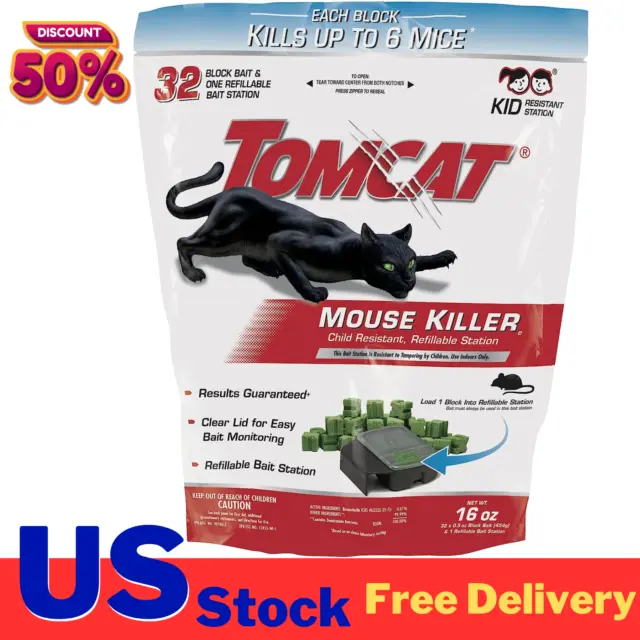 Mouse Mice Rat Killer 32 Blocks Bait Poison Rodent Station Trap Control 0.5-oz
