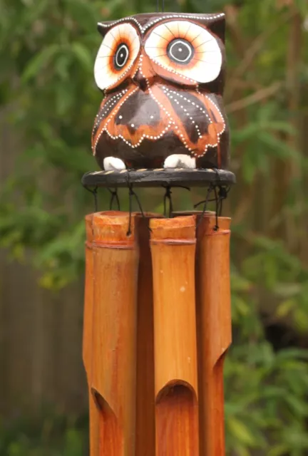 Large Owl Bamboo Wind Chime Hanging Outdoor Garden Decor Birthday  Gift Present 2