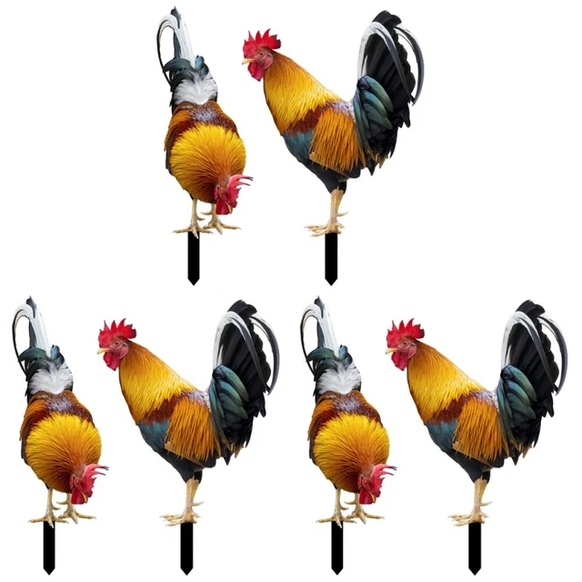 Acrylic Decorative Garden Inserts Hen Yard Stakes Rooster Lawn Sign Statue