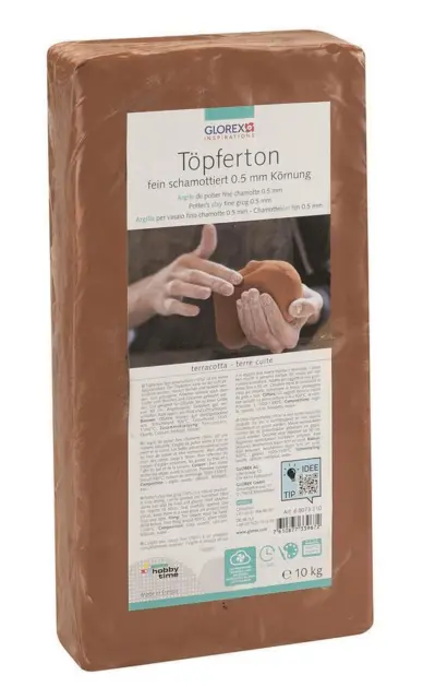 Töpferton terracotta feinschamottiert, 10kg