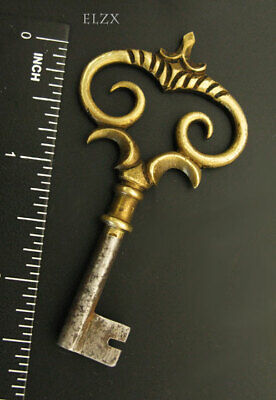Antique Skeleton Key - Fine Ornate Brass Top - More Exotic Rare Weird Keys Here!