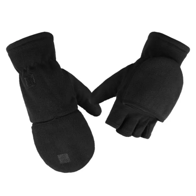 Winter Warm Half Finger Gloves Mittens with Flip Cover Fleece Fingerless Gloves