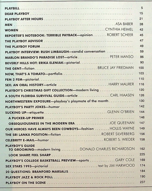 VINTAGE PLAYBOY MAGAZINE December 1993 VG Erika Eleniak Christmas Rush