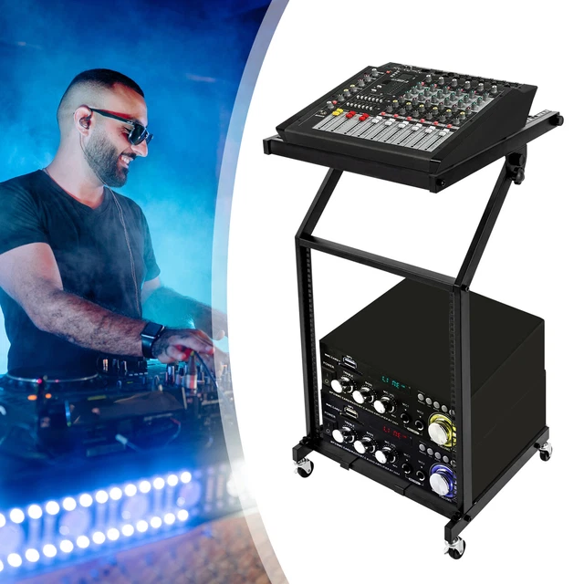 12U MIXER CASE Stand Rolling Rack Mount DJ Studio Equipment Cart Stage