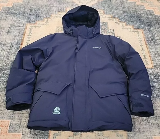 Marmot Mammoth Navy Blue Parka Gore-Tex Jacket Coat 700 Down - Large