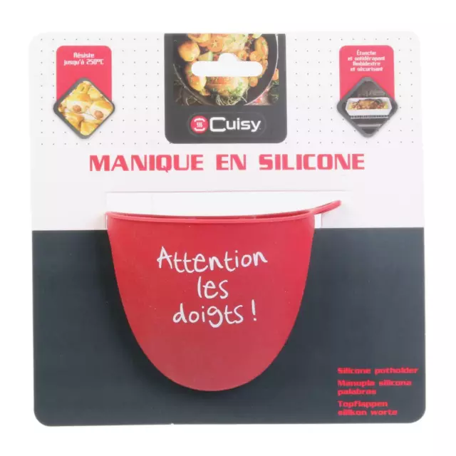 Manique Mots Silicone ROUGE NOIR GRIS résiste aux hautes températures 2