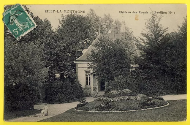 cpa rare RILLY la MONTAGNE (Marne) CHÂTEAU des ROZAIS Pavilion N°1 child rifle